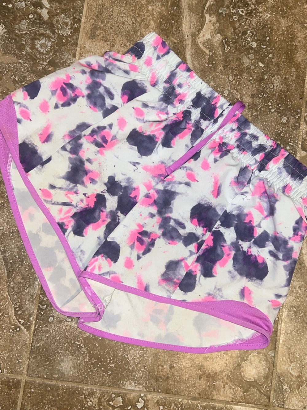 Athletic Works White Shorts with Pink and Purple Tie-Dye